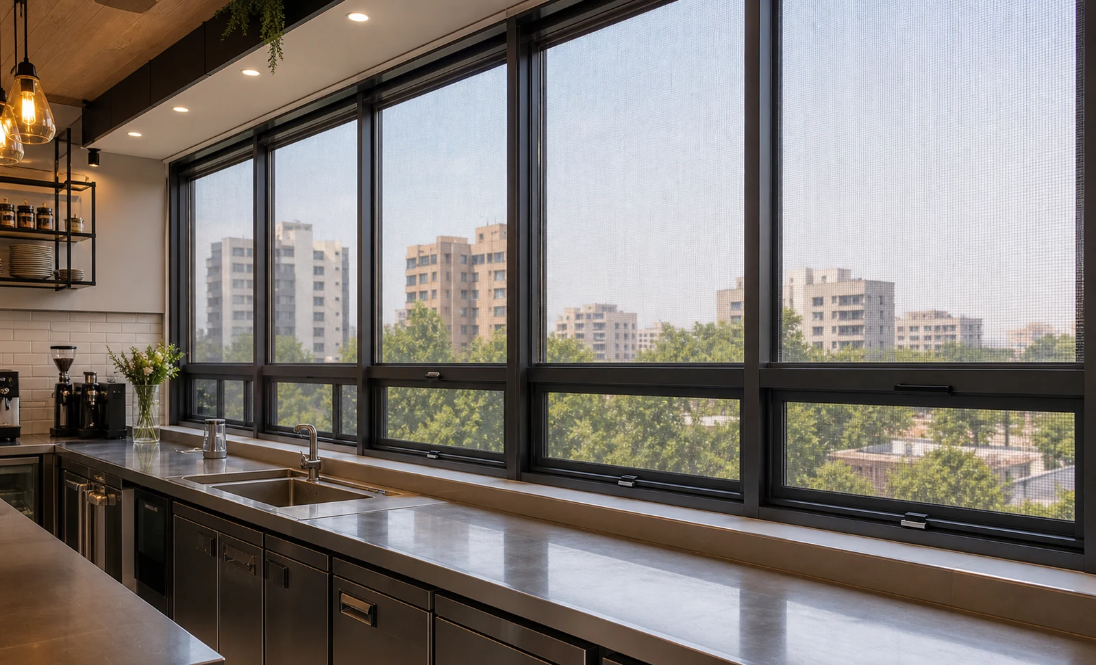 Commercial insect screen for cafe office and kitchen windows in Gujarat