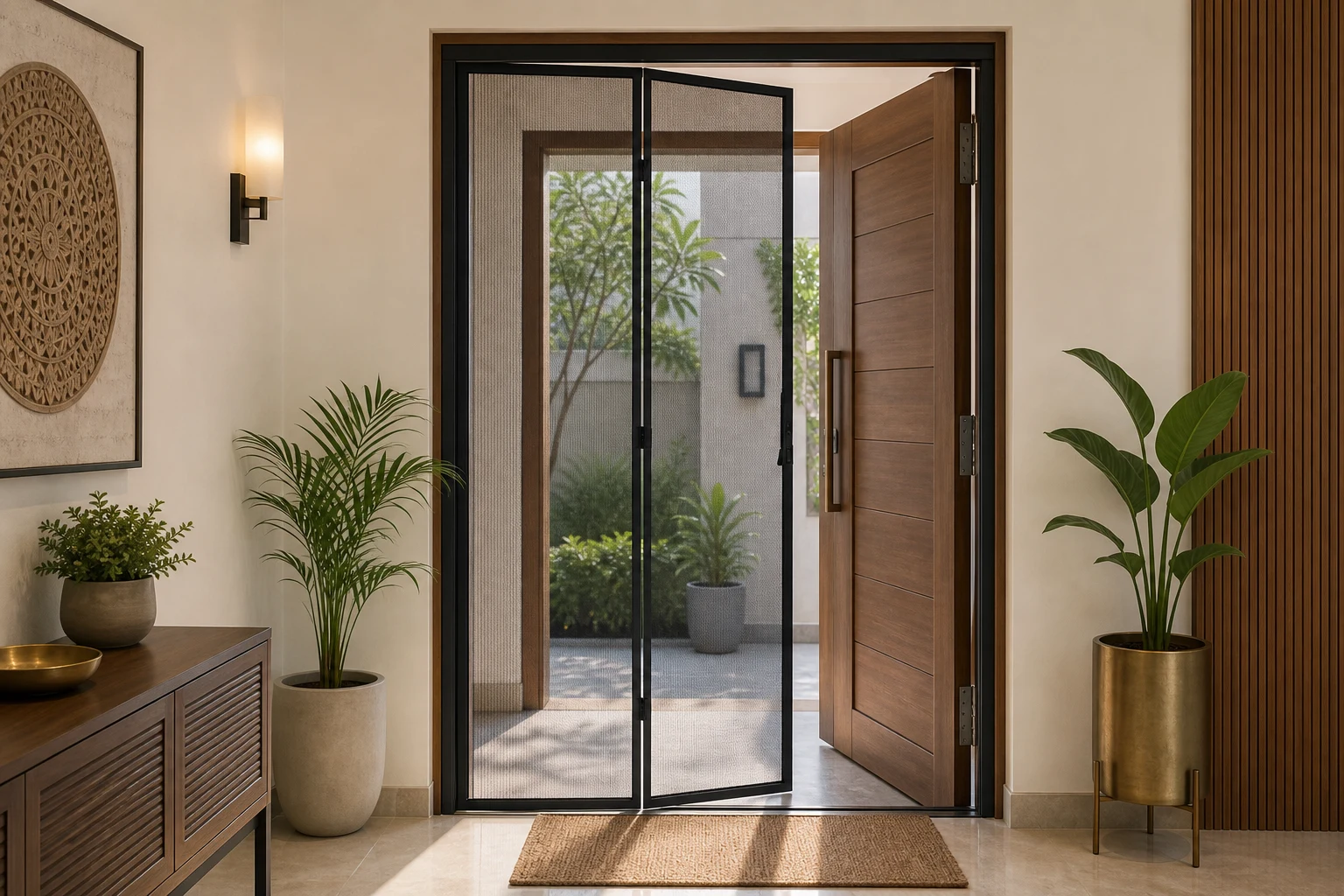 Mosquito net door screen for residential entrance in Ahmedabad