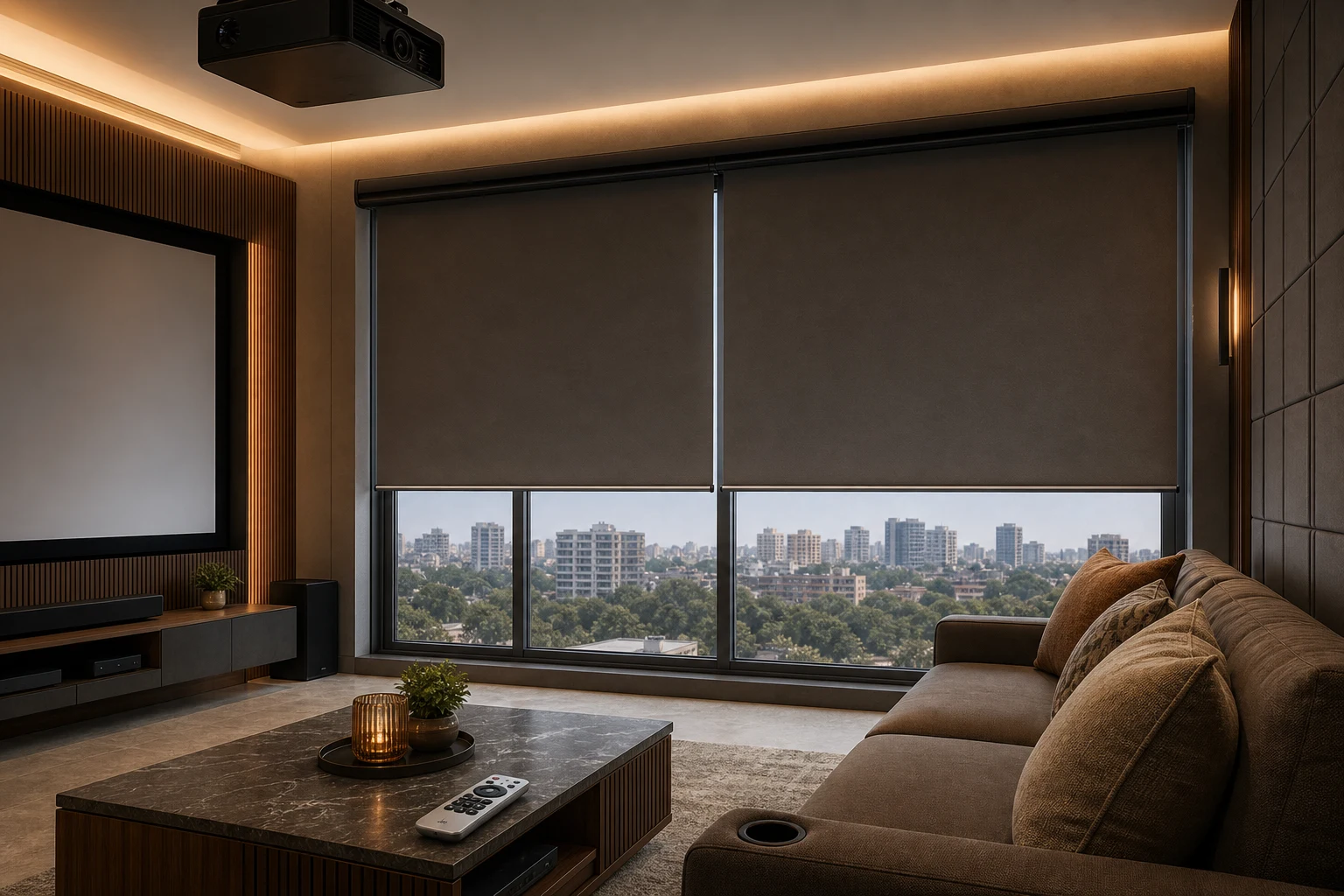 Motorised blackout blinds for modern homes in Gujarat